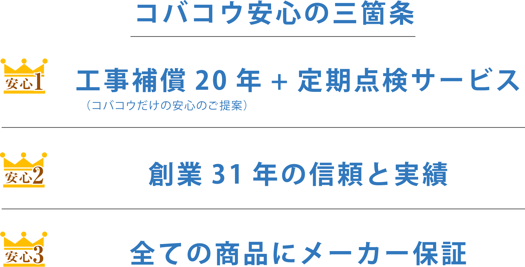 コバコウ安心の三箇条